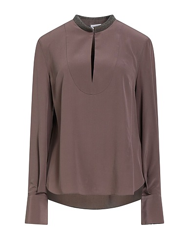 BRUNELLO CUCINELLI Silk top Light brown 100% Silk, Cotton, Elastane, Brass