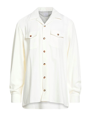 BRUNELLO CUCINELLI Solid color shirt Cream 100% Cotton