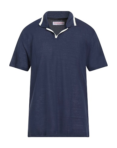 ORLEBAR BROWN Polo shirt Midnight blue 100% Linen
