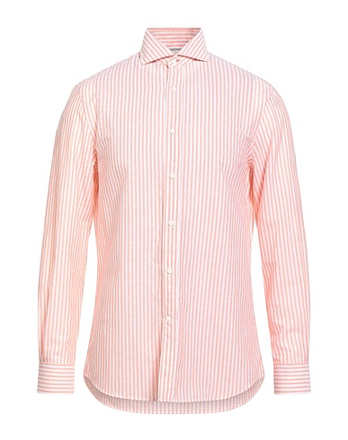 BRUNELLO CUCINELLI Striped shirt Coral 66% Cotton, 34% Linen