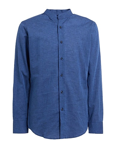 BAGUTTA Camicia in lino Blu navy 55% Lino, 45% Cotone