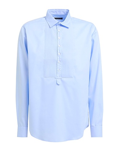 BRIAN DALES Solid color shirt Sky blue 100% Cotton