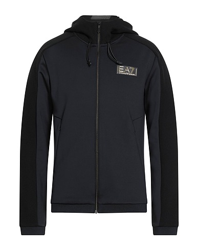 EA7 Hooded track jacket  Black 90% Polyester, 10% Elastane