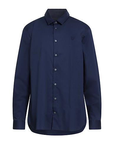 LYLE & SCOTT Solid colour shirt Navy blue 97% Cotton, 3% Elastane