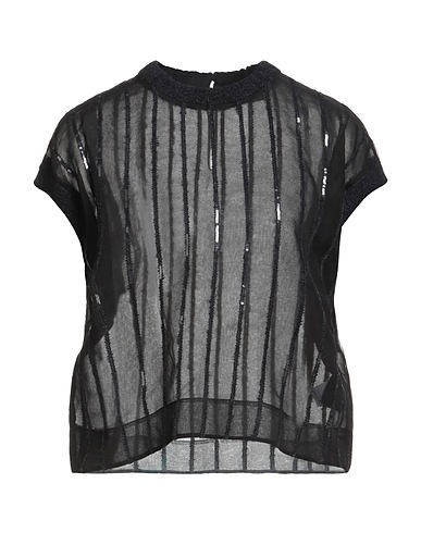 BRUNELLO CUCINELLI Silk top Black 100% Silk, Alpaca wool, Polyamide, Wool