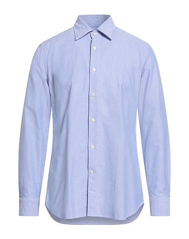 GUGLIELMINOTTI Solid color shirt Light blue 100% Cotton