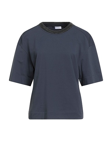 BRUNELLO CUCINELLI T-shirt Blu notte 98% Cotone, 2% Elastan, Ottone