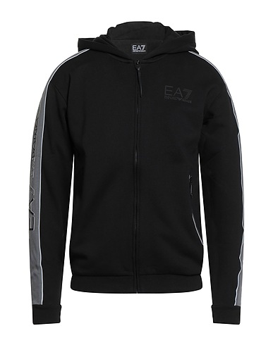 EA7 Hooded track jacket  Black 85% Cotton, 15% Polyester, Elastane