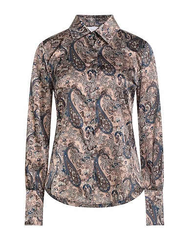 ROBERT FRIEDMAN Camicie  e bluse fantasia Tortora 93% Seta, 7% Elastan