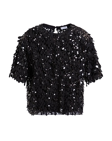 BRUNELLO CUCINELLI Top Black 75% Virgin Wool, 23% Polyamide, 2% Elastane, Polyester