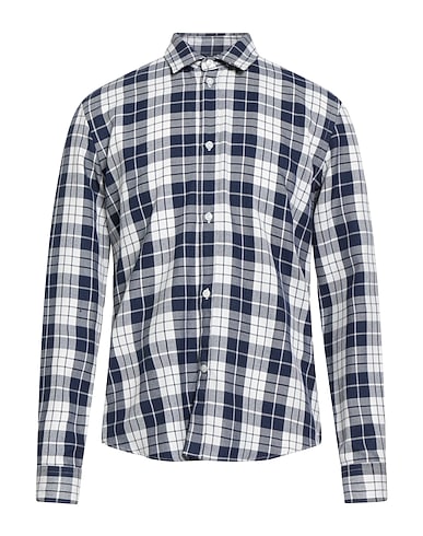 DONDUP Checked shirt Navy blue 65% Polyester, 35% Viscose