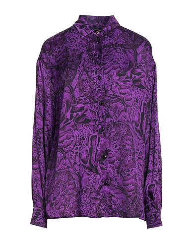 JUST CAVALLI Patterned shirts & blouses Purple 97% Viscose, 3% Elastane