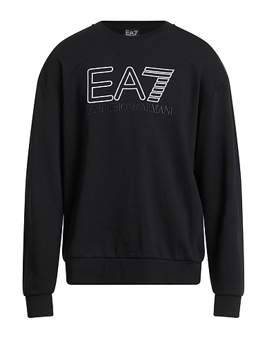 EA7 Sweatshirt Black 100% Cotton, Elastane