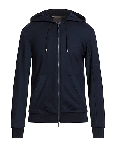 MOORER Hooded track jacket  Midnight blue 100% Virgin Wool, Polyamide, Elastane