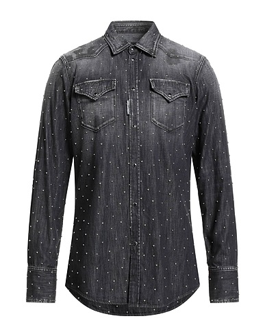 DSQUARED2 Denim shirt Black 100% Cotton, Brass
