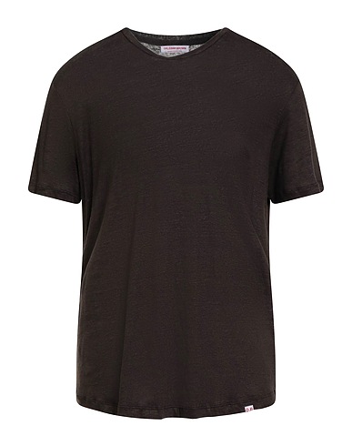 ORLEBAR BROWN Basic T-Shirt Chocolate brown 100% Linen