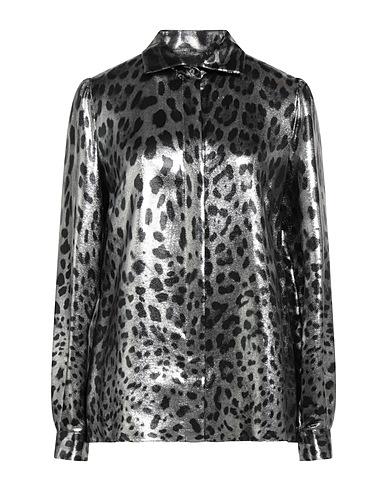 DOLCE&GABBANA Patterned shirts & blouses Silver 74% Silk, 26% Metallic Polyester