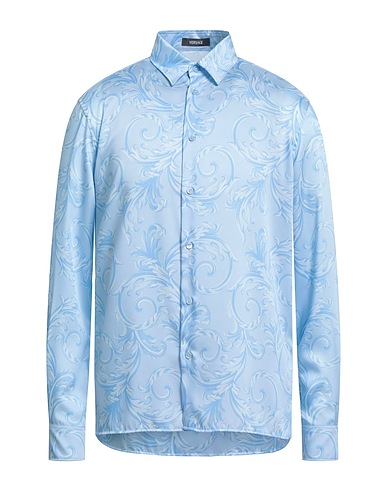 VERSACE Patterned shirt Sky blue 100% Polyester