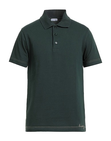 BURBERRY Polo shirt Green 100% Cotton, Mother-of-pearl