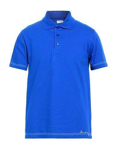 BURBERRY Polo shirt Blue 100% Cotton, Mother-of-pearl