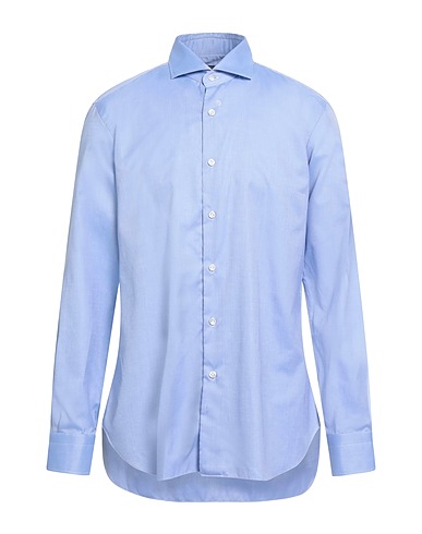 BARBA Napoli Solid color shirt Blue 100% Cotton
