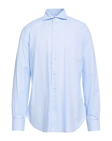 BARBA Napoli Solid color shirt Sky blue 100% Cotton