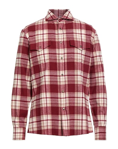 BRUNELLO CUCINELLI Checked shirt Burgundy 100% Cotton