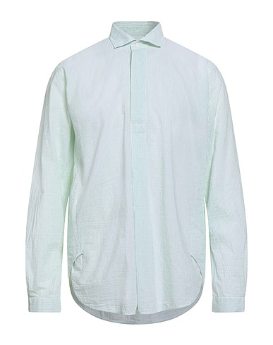 BRIAN DALES Striped shirt VERDE LIME 93% Cotton, 7% Linen