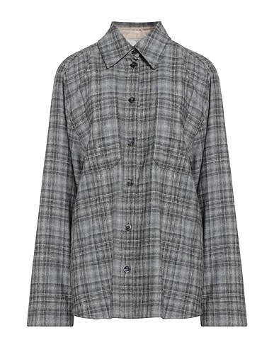 19.70 NINETEEN SEVENTY Checked shirt Grey 42% Virgin Wool, 26% Polyester, 15% Viscose, 14% Polyamide, 3% Elastane