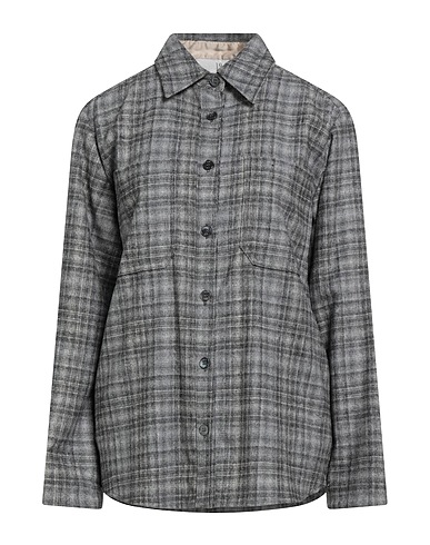 19.70 NINETEEN SEVENTY Checked shirt Grey 42% Virgin Wool, 26% Polyester, 15% Viscose, 14% Polyamide, 3% Elastane
