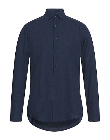 BAGUTTA Linen shirt Midnight blue 55% Linen, 45% Cotton