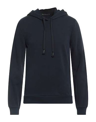 BRIAN DALES Hooded track jacket  Navy blue 90% Cotton, 10% Polyester