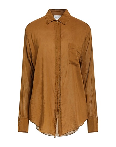 FORTE_FORTE Solid color shirts & blouses Camel 70% Cotton, 30% Silk