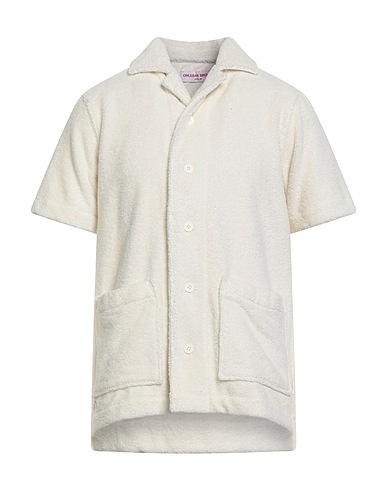 ORLEBAR BROWN Solid colour shirt Ivory 50% Cotton, 50% Polyester