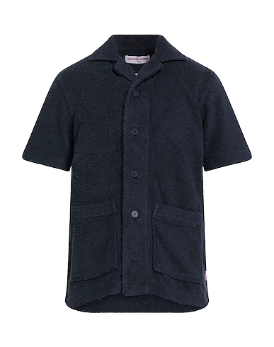 ORLEBAR BROWN Solid colour shirt Navy blue 50% Cotton, 50% Polyester