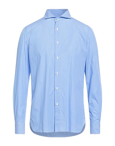 LUIGI BORRELLI NAPOLI Striped shirt Azure 100% Cotton