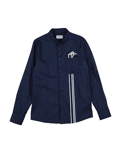 BIKKEMBERGS Patterned shirt Midnight blue 97% Cotton, 3% Elastane