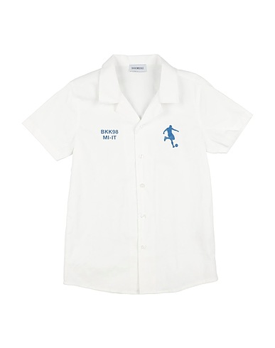 BIKKEMBERGS Patterned shirt White 97% Cotton, 3% Elastane