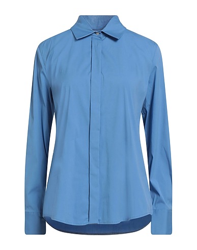 MAX MARA STUDIO Solid color shirts & blouses Light blue 70% Cotton, 22% Polyamide, 8% Elastane