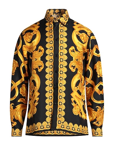 VERSACE Patterned shirt Black 100% Silk