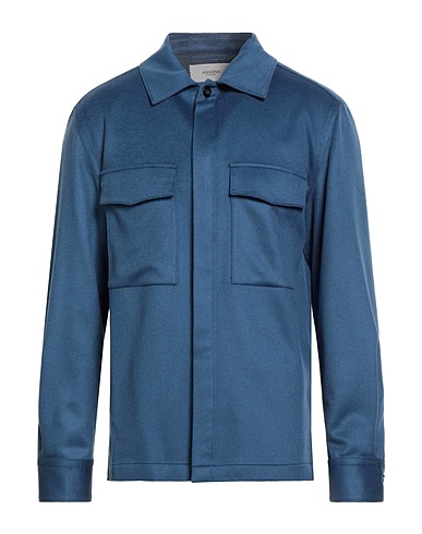 AGNONA Solid color shirt Slate blue 100% Cashmere, Polyester, Metal