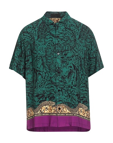 JUST CAVALLI Hemd mit Muster Grün 100% Viskose