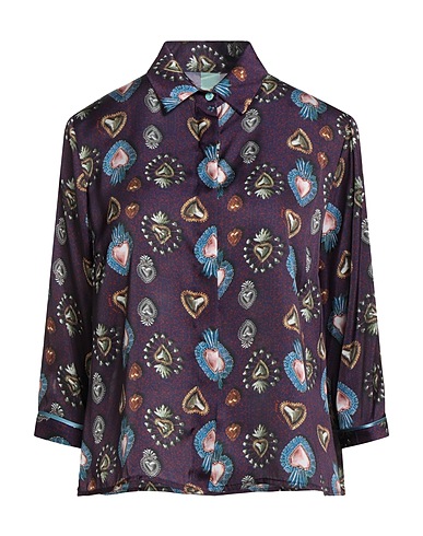 IL THE' DELLE 5 Patterned shirts & blouses Dark purple 100% Polyester