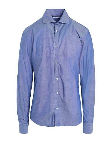 OVER/D Solid colour shirt Blue 100% Cotton