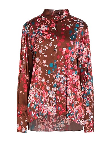 ROBERT FRIEDMAN Floral shirts & blouses Brown 94% Viscose, 6% Elastane