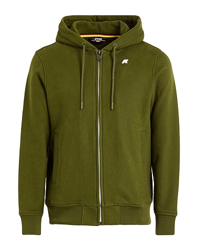 K-WAY Hooded track jacket  Military green 92% Cotton, 8% Polyamide