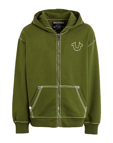 TRUE RELIGION Hooded track jacket  Military green 67% Cotton, 33% Polyester
