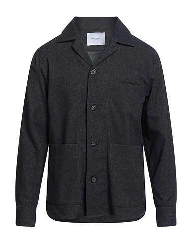 PAOLO PECORA Denim shirt Blue 53% Cotton, 30% Polyester, 16% Viscose, 1% Elastane