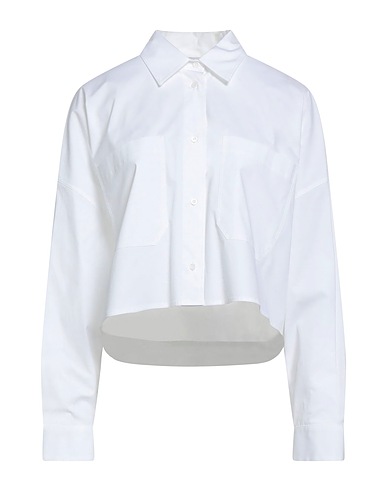PESERICO Solid color shirts & blouses White 96% Cotton, 4% Elastane