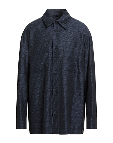 FENDI Hemd mit Muster Nachtblau 58% Viskose, 22% Leinen, 20% Wolle